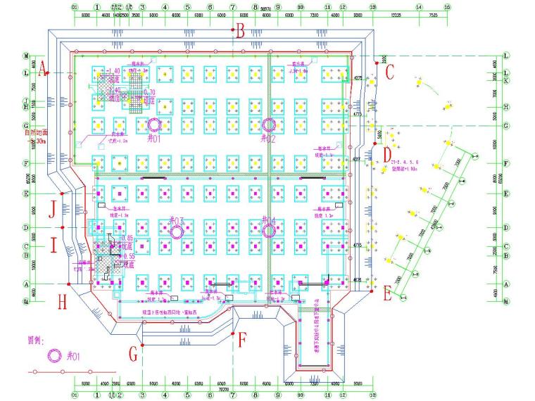 [江苏]土钉墙基坑支护及管井降水施工图-基坑降水平面布置图.jpg