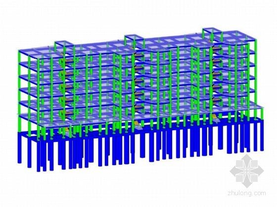 revit模型框架资料下载-六层框架结构revit建筑结构模型pdf