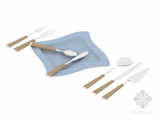 餐具3D模型资料下载-西式餐具3D模型下载