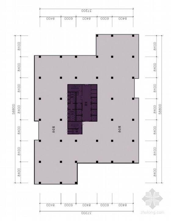 [成都]玻璃幕墙办公区规划及单体设计方案文本-办公楼平面图