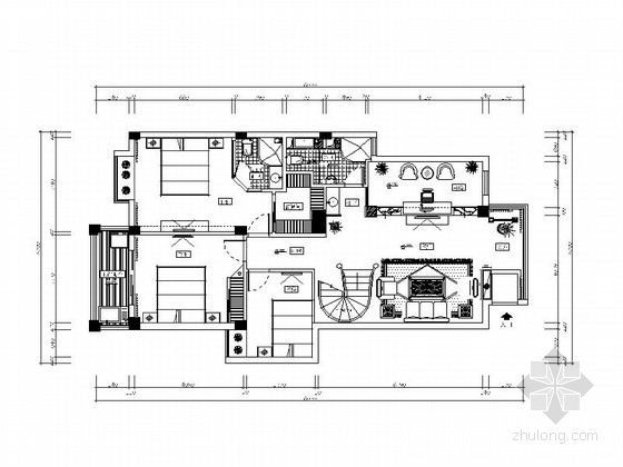 欧式餐厅CAD施工图资料下载-[浙江]豪华欧式含阁楼别墅室内设计CAD施工图