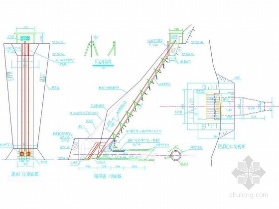 双孔进水口资料下载-水库隧洞进水口施工节点详图