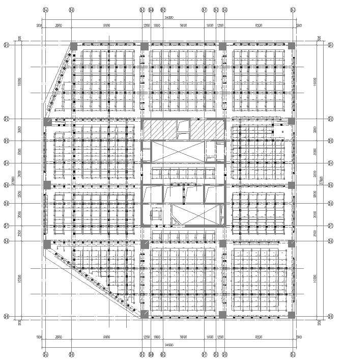 [福建]框架核心筒结构超高层办公建筑铝合金模板专项施工方案-09 13#楼支撑布置平面图