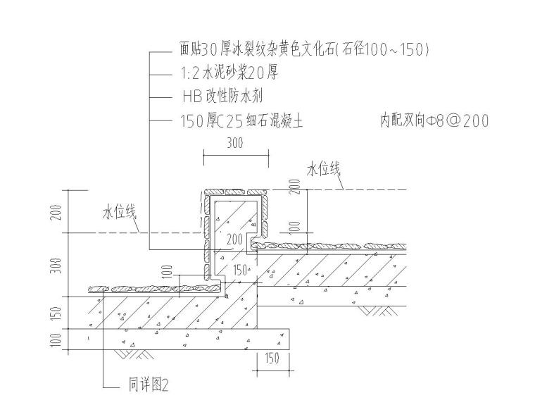 特色水景墙设计详图——知名景观公司景观-节点详图一