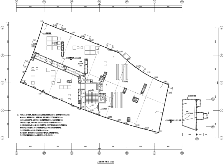 江苏城市综合体项目机电设备施工图-屋顶防雷平面图