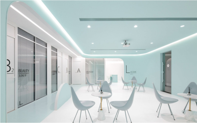 天怡美装饰办公空间资料下载-薄荷绿·175㎡美如梦境的办公空间设计方案