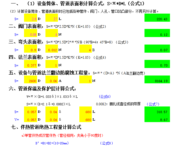 水暖常用材料资料下载-水暖工程保温层计算表（含6个工作表）