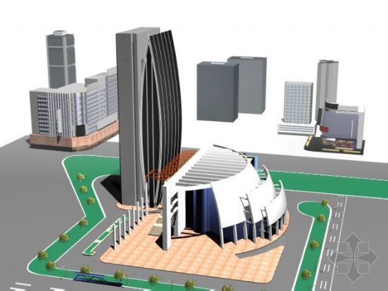 钢结构别墅模型图资料下载-商业娱乐中心模型图