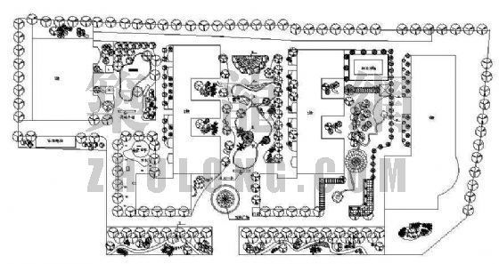景观规划cad平面资料下载-某小区景观规划绿化平面图