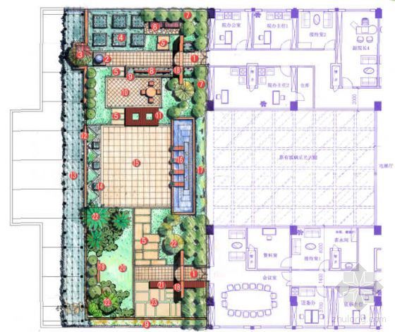 广场景观小景设计资料下载-某中医药大学屋顶花园景观方案设计