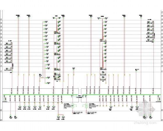 [上海]25万平城市综合体强弱电设计图纸174张（商业 酒店 办公 地下车库）-HTR1,HTR2变电所低压配电竖干图 