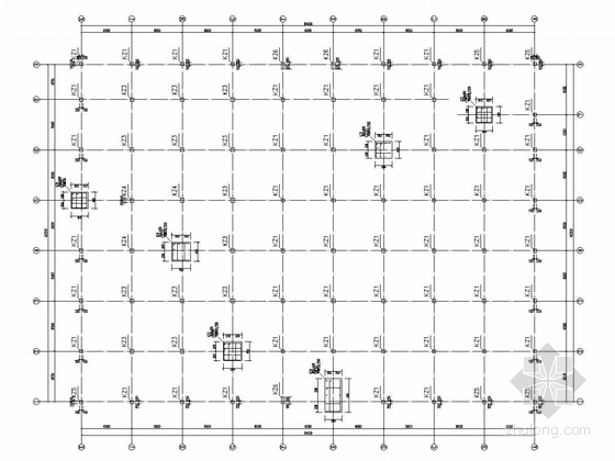 [辽宁]三层框架结构食堂结构施工图（含建筑图）-一层柱配筋图