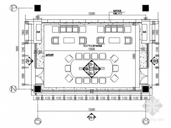 办公大楼会议室资料下载-[西安]综合性研究所高级现代办公楼会议室装修施工图(含效果)