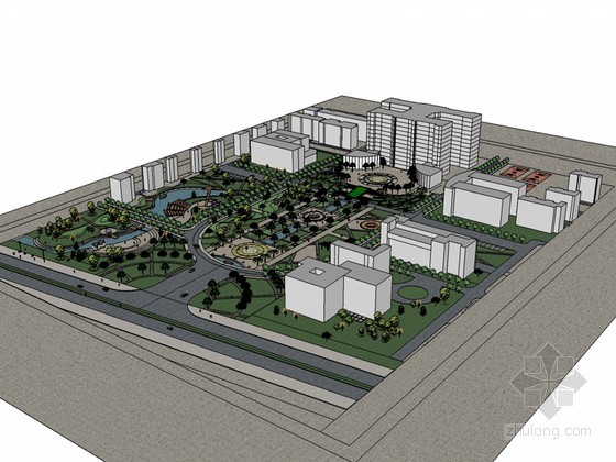 大学景观广场设计资料下载-大学广场SketchUp模型下载