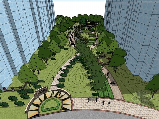 小区公园模型资料下载-小区花园SketchUp模型下载