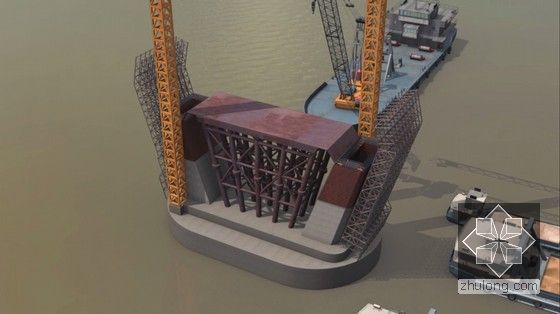 双塔五跨连续钢桁梁斜拉桥工程施工动画演示（23分钟 画面高清）-主塔施工