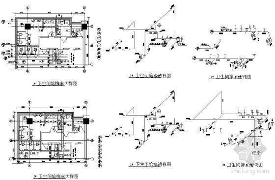 某卫生间排水资料下载-某新闻大楼卫生间详图