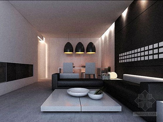 现代黑白客厅模型资料下载-现代简约风格客厅