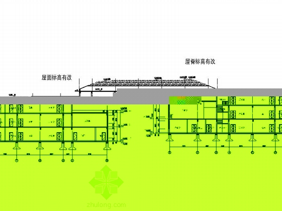 [天津]三层框架结构坡屋顶市级幼儿园改建施工图-三层框架结构坡屋顶市级幼儿园改建剖面图