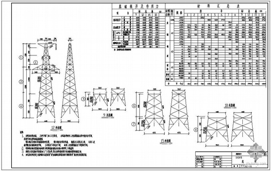 通信铁塔cad资料下载-某通信铁塔结构设计图