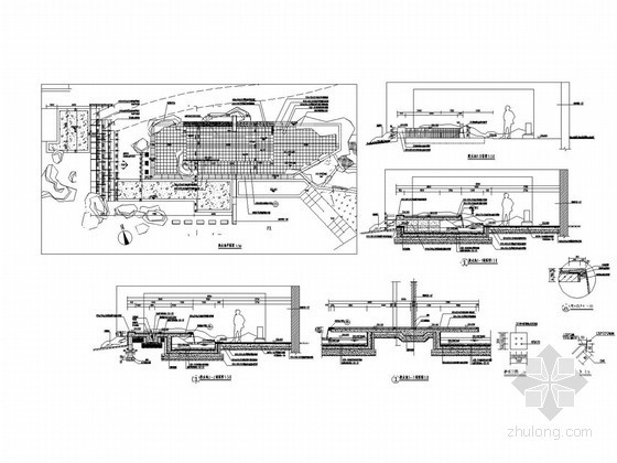 景观座椅施工详图资料下载-别墅区跌水池及水溪施工详图