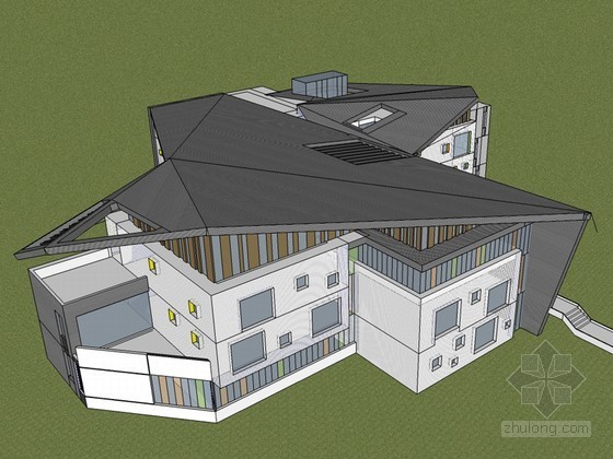 现代小型建筑模型资料下载-现代学校建筑SketchUp模型下载