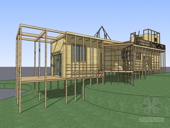 日本木质家庭住宅资料下载-木质住宅SketchUp模型下载