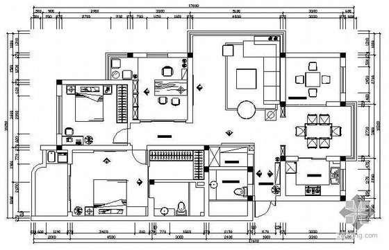 四室两厅室内结构资料下载-某四室两厅装饰施工图