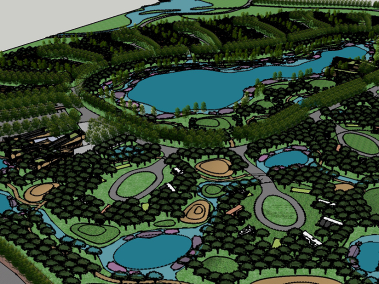 规划景观su资料下载-[甘肃]张掖市大型湿地公园景观规划设计su模型