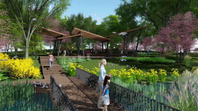 [辽宁]白云桥生态湿地海绵城市公园景观规划设计方案-A13湿地景观效果图