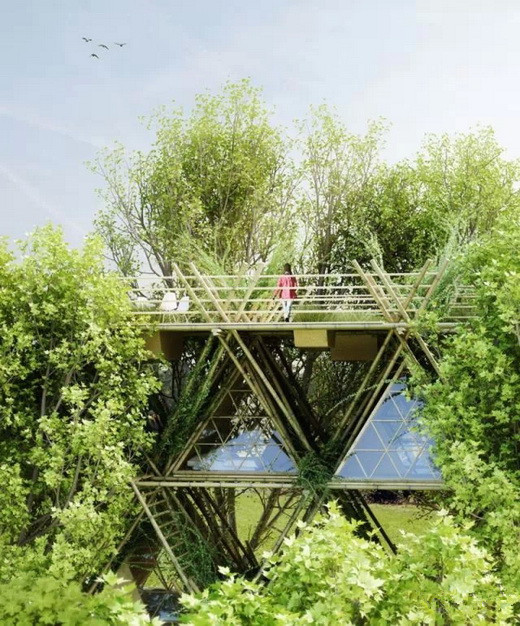 生态森林酒店资料下载-与大自然的亲密接触生态竹质“帐篷传奇”酒店