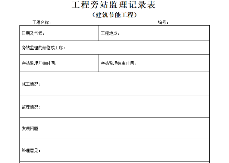 [工程验收]建筑节能工程验收资料备案清单（共60页）-旁站监理记录表