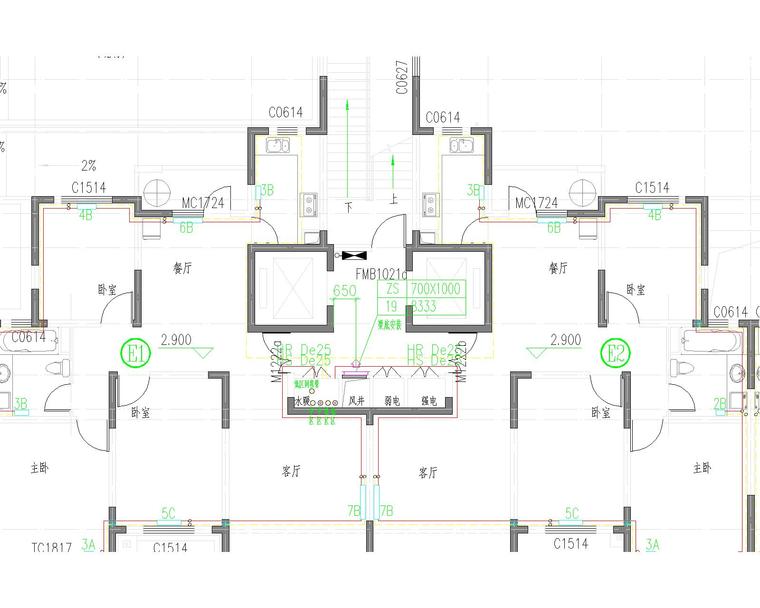 [青海]西宁刻盘暖通设计最全图纸（含超市、地下车库、公建及餐饮、会所、商铺、幼儿园）-F5、G3、G4、H3二层采暖通风平面图