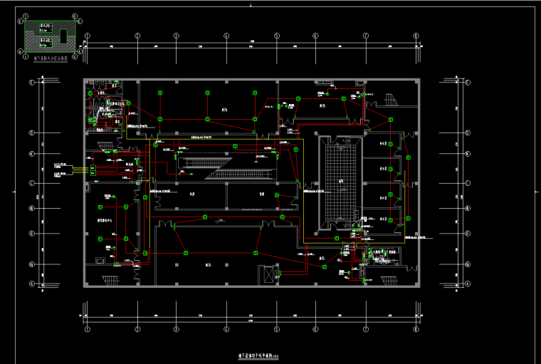 某博物馆电气施工图纸-地下层强电干线平面图