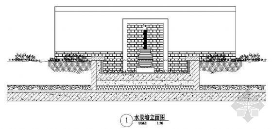 中式水景墙效果图资料下载-某小区水景景墙施工图