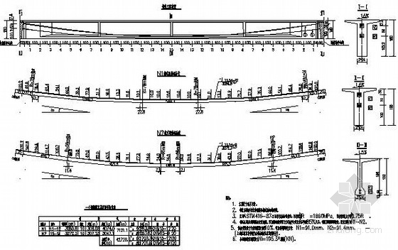 (8×30+2×50+5×30)m预应力T梁桥施工图全套78张（先简支后连续）-30m T梁边跨预制梁钢束布置图 