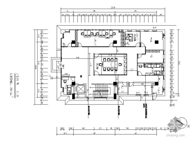简易办公楼建筑平面图资料下载-某办公楼平面图