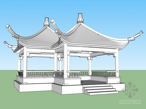 sketchup景观树木资料下载-景观亭SketchUp模型下载