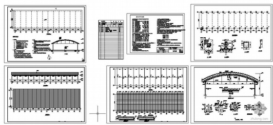 钢结构棚子图纸资料下载-某弧形简易钢结构棚子施工图