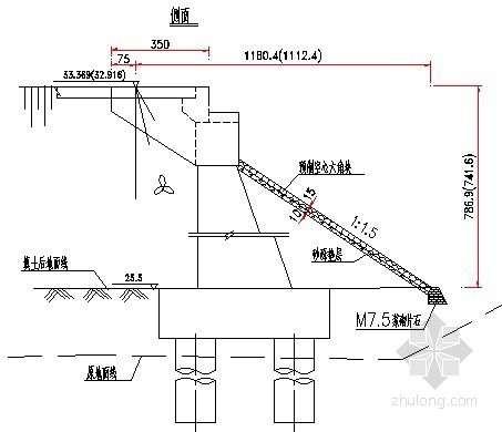 锥坡CAD资料下载-大桥0#桥台锥坡构造图