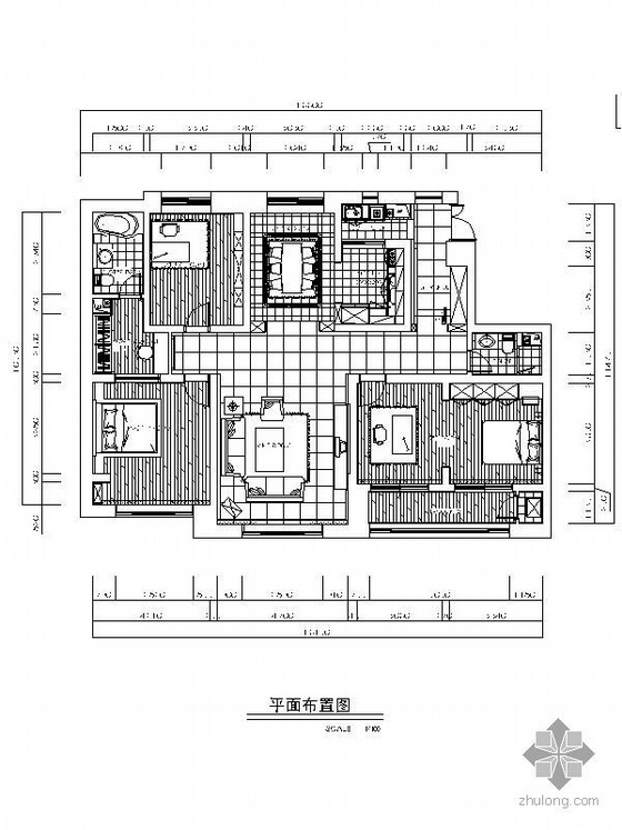 韩式风格装饰资料下载-韩式三居室样板间装修竣工图