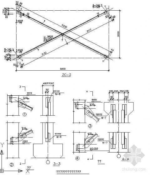 钢梁钢柱连接节点图资料下载-钢结构节点精选之支撑与梁柱连接详图