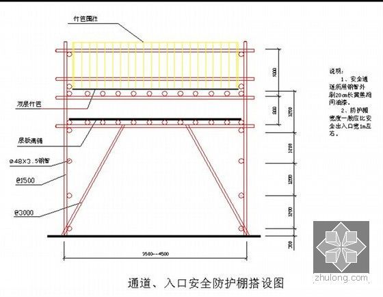 [北京]高层框剪结构办公楼施工组织设计（技术标 288页）-通道入口安全防护图