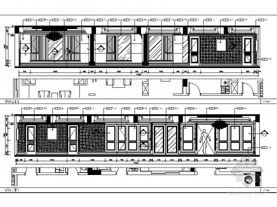[珠海]奢华新古典四居室装修CAD施工图（含效果图）客厅立面图 