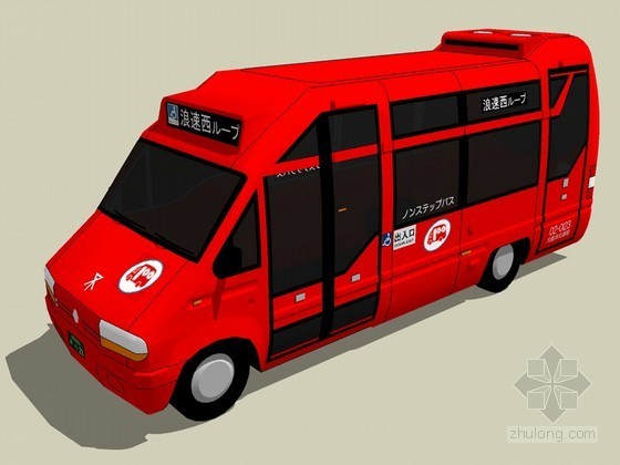 客车sketchup模型资料下载-红色客车SketchUp模型下载