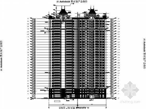 [江西]30层框剪结构商业办公建筑设计施工图（知名地产）-30层框剪结构商业办公建筑设计立面图