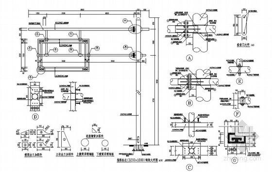 [浙江]城市道路改造工程交通设施图纸31张-3000×1500版面标志杆结构图