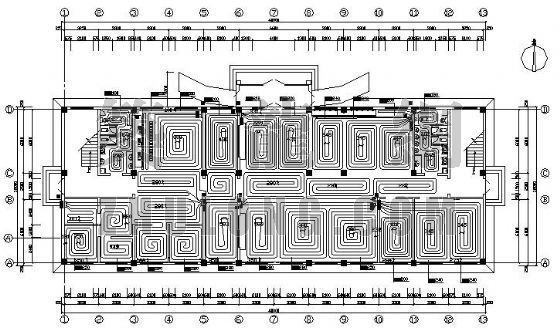 地暖设计CAD图纸资料下载-某两层办公楼地板辐射采暖设计图