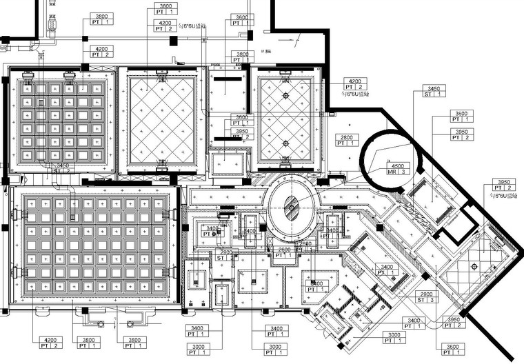 [新疆]某高端健身休闲会所全套装饰施工图（附效果图）-天花布置图