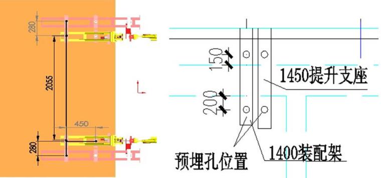 SDG-03型整体装配式附着升降脚手架专项施工方案（100余页）-预埋点示意图